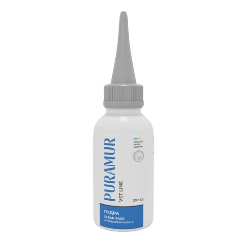 Пудра Puramur Clean Ears для кошек и собак, антибактериальная, 20 г