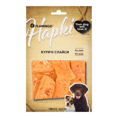 Ласощі Flamingo для собак, курячі слайси, 75 г