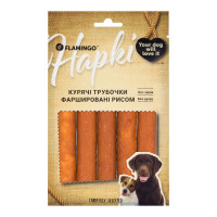 Лакомства Flamingo для собак, куриные трубочки фаршированные рисом, 75 г Лакомства Flamingo для собак, куриные трубочки фаршированные рисом, 75 г