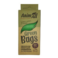 Биоразлагаемые пакеты AnimAll GreenBags для уборки за собакой, 4 рулона по 15 штук, зеленые Биоразлагаемые пакеты AnimAll GreenBags для уборки за собакой, 4 рулона по 15 штук, зеленые