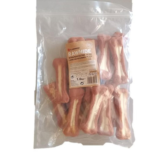 Жувальні кістки Flamingo з м’ясом кролика, 15 см, для собак, 16 шт, 1.6 кг