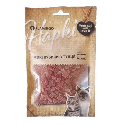 Лакомство Flamingo для кошек, мягкие кубики из тунца, 50 г