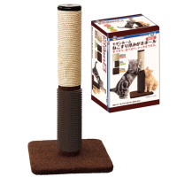 Когтеточка CattyMan Scratcher Massage Poll столбик с массажной щеткой, для кошек, коричнево-бежевый