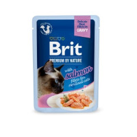 Влажный корм Brit Premium Delicate Fillets in Gravy Salmon Sterilised для стерилизованных кошек, филе в соусе, лосось, 85 г Влажный корм Brit Premium Delicate Fillets in Gravy Salmon Sterilised для стерилизованных кошек, филе в соусе, лосось, 85 г