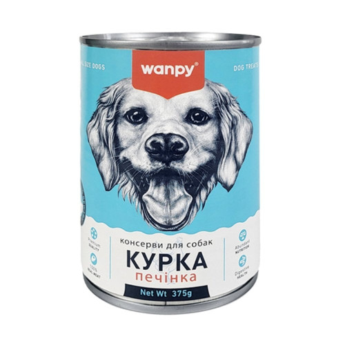 Консервы Wanpy Chicken&Liver для собак, паштет, курица и печень, 375 г