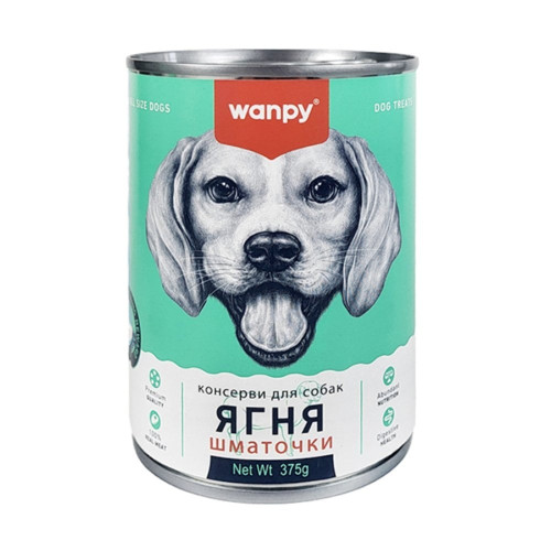 Консерви Wanpy Lamb Chunk для собак, шматочки, ягня, 375 г