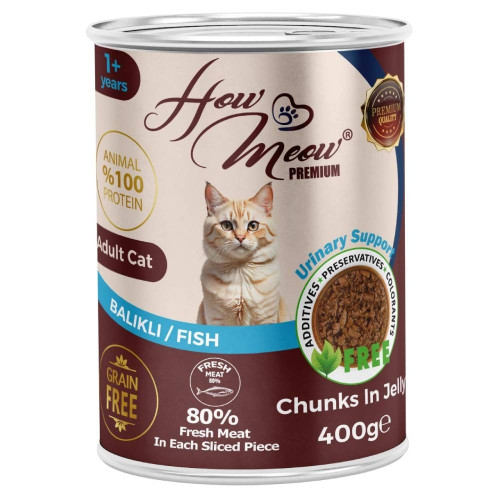 Вологий повнораціонний корм HowMeow Adult Cat з рибою для котів, 400 г