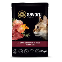 Влажный корм Savory Lamb&Pumpkin Jelly Kitten Cat для котят, ягненок с тыквой, в желе, пауч, 85 г