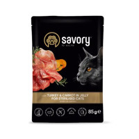 Влажный корм Savory Turkey&Carrot Jelly Sterilised Cat для стерилизованных кошек, индейка с морковью, в соусе, 85 г Влажный корм Savory Turkey&Carrot Jelly Sterilised Cat для стерилизованных кошек, индейка с морковью, в соусе, 85 г