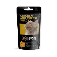 Ласощі Savory Chicken and Cheese Snack для котів, гурман з куркою та сиром, 60 г Ласощі Savory Chicken and Cheese Snack для котів, гурман з куркою та сиром, 60 г