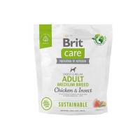 Сухой корм Brit Care Sustainable Adult Medium Breed для собак, средних пород, курица и насекомые, 1 кг Сухой корм Brit Care Sustainable Adult Medium Breed для собак, средних пород, курица и насекомые, 1 кг