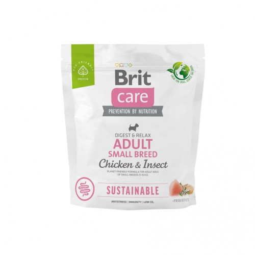 Сухой корм Brit Care Sustainable Adult Small Breed для собак малых пород, курица и насекомые, 1 кг