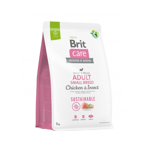 Сухой корм Brit Care Sustainable Adult Small Breed для собак, малых пород, курица и насекомые, 3 кг