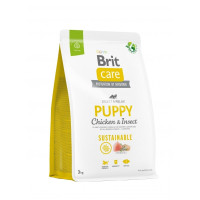 Сухой корм Brit Care Sustainable Puppy для щенков, курица и насекомые, 3 кг Сухой корм Brit Care Sustainable Puppy для щенков, курица и насекомые, 3 кг