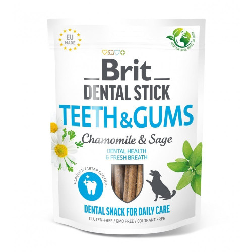 Ласощі Brit Dental Stick Teeth and Gums для собак, для зубів і ясен, ромашка і шавлія, 7 шт, 251 г