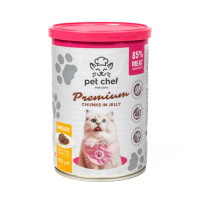 Консерви Pet Chef Chicken для дорослих котів, шматочки в желе, з куркою, 415 г Консерви Pet Chef Chicken для дорослих котів, шматочки в желе, з куркою, 415 г