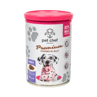 Консерви Pet Chef Turkey для дорослих собак, шматочки в желе, з індичкою, 415 г