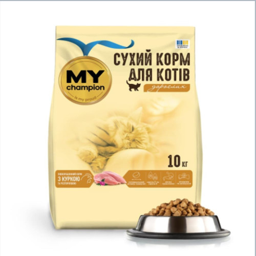 Сухой корм My Champion с курицей и расторопшей для кошек, полнорационный, 10 кг