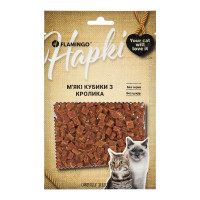 Ласощі Flamingo для котів, м'які кубики з м’ясом кролика, 50 г Ласощі Flamingo для котів, м'які кубики з м’ясом кролика, 50 г