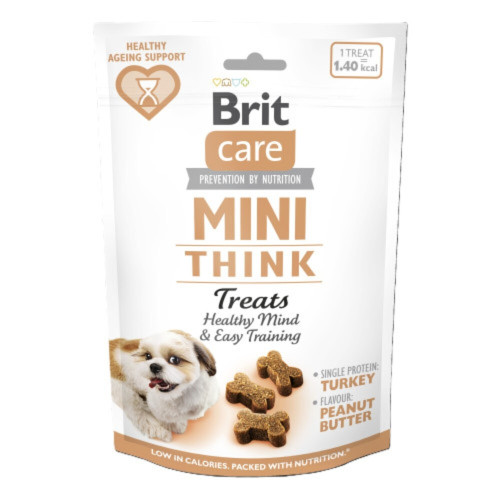 Лакомства Brit Care Mini Treats Think для собак мелких пород, для умственных способностей, индейка, арахисовое масло, 50 г