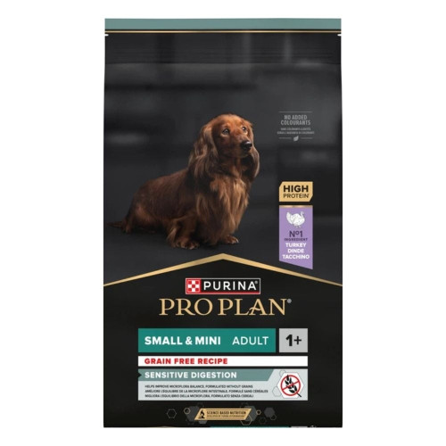 Беззерновой сухой корм Purina Pro Plan Small & Mini Sensitive для взрослых собак мелких пород с чувствительным пищеварением, с индейкой, 7 кг