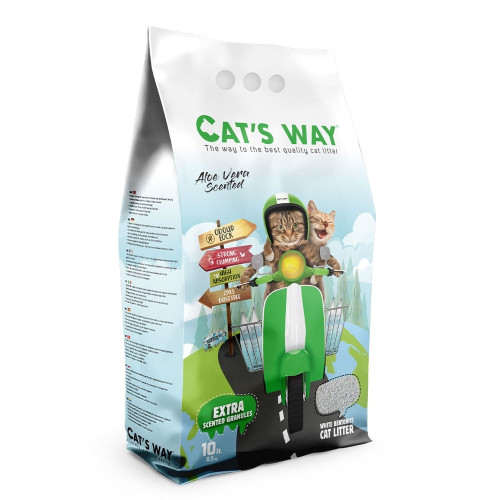 Бентонітовий наповнювач Cat’s Way для котів, алое вера, з зеленими гранулами, 10 л