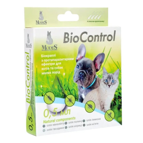 Биокапли MODES BioControl для кошек и собак мелких пород, противопаразитарные, 0,5 мл