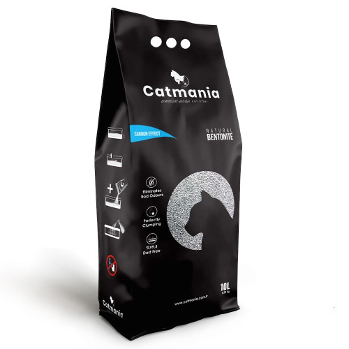Бентонітовий наповнювач Catmania для котів, з карбоновим ефектом, 10 л