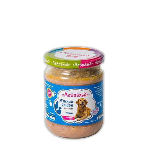 Консерва Леопольд для собак, мясной рацион с птицей, 460 г