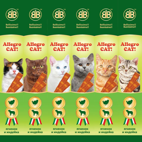 Ковбаски B & B Allegro Cat зі смаком ягняти і індички, 6 х 5 г