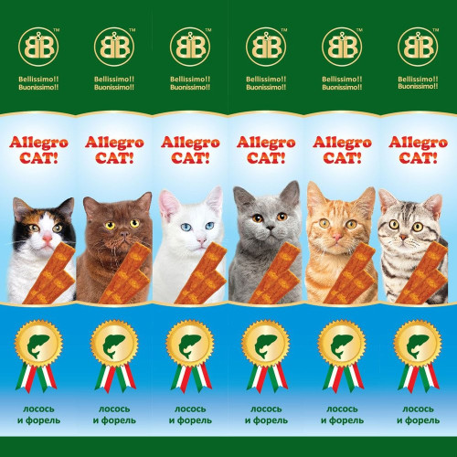 Ковбаски B & B Allegro Cat зі смаком лосося і форелі, 6 х 5 г