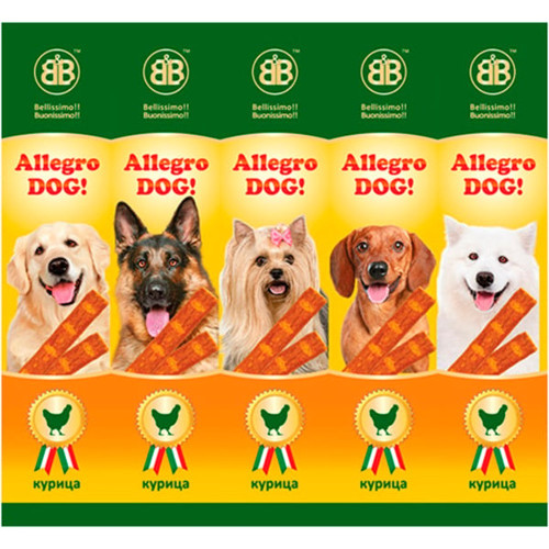 Колбаски B&B Allegro Dog для собак, со вкусом курицы, 5×10 г