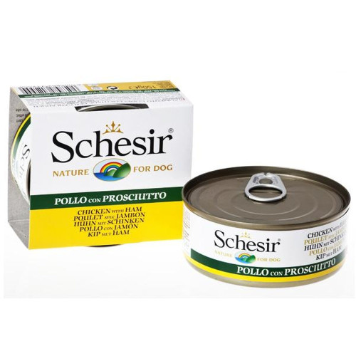Консерви Schesir Chicken Ham для собак, з курячим філе і рисом, банку, 150 г