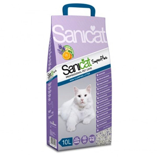 Комкующийся наполнитель Sanicat SuperPlus для кошачьих туалетов с ароматом апельсина и лаванды, 10 л (6,9 кг)