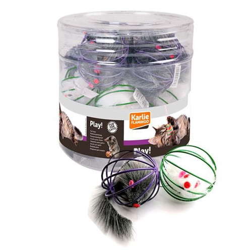 Игрушка Flamingo Wire Ball With Mouse для кошек, мышь в металлическом шаре, 6 см, 12 шт/уп, цена за 1 шт