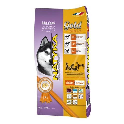 Полувлажный корм Natyka Gold Adult & Senior Lamb & Rice для взрослых и пожилых собак, с ягненком, 4.5 кг