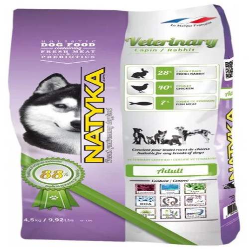 Полувлажный корм Natyka Veterinary Rabbit для взрослых собак всех пород, с кроликом, 4.5 кг