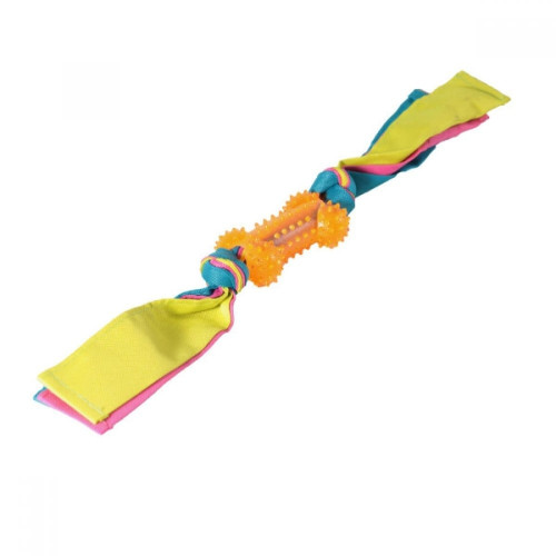 Игрушка кость Fox TPR для собак, шипованная, нейлоновыми с лентами, 11×44.5 см