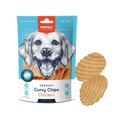 Лакомство Wanpy Curvy Chips Chicken для собак, курица, 60 г
