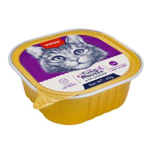 Вологий корм Wanpy Tuna & Shrimp для котів, тунец з креветками, мус, 40 г