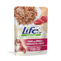 Влажный корм LifeCat Tuna With Beef And Ham для взрослых кошек, тунец с говядиной и куриной ветчиной, 70 г