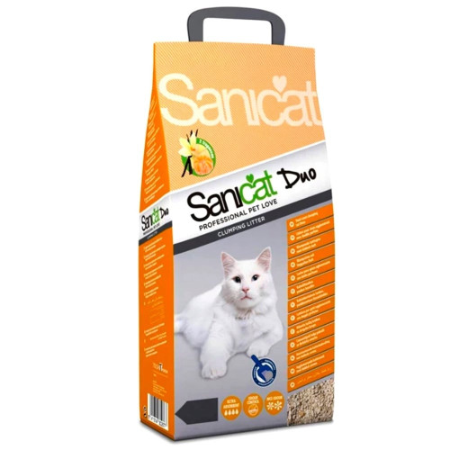 Комкующийся наполнитель Saniсat Clumping Duo для кошачьих туалетов, с ароматом ванили и мандарина, 2 л