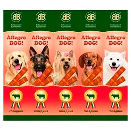 Колбаски B&B Allegro Dog для собак, со вкусом говядины, 5×10 г