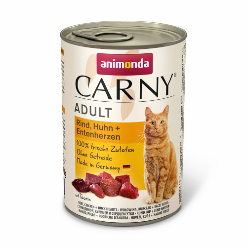 Консерви Animonda Carny для котів, з яловичиною, куркою і качиними серцями 400 г