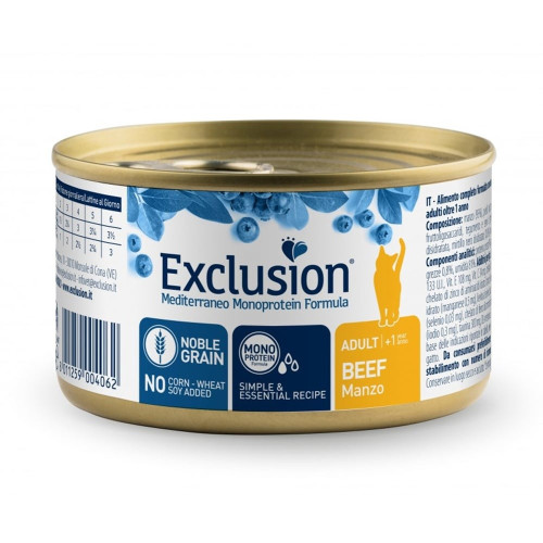 Консервы Exclusion Adult Beef для взрослых кошек всех пород, с говядиной, 85 г