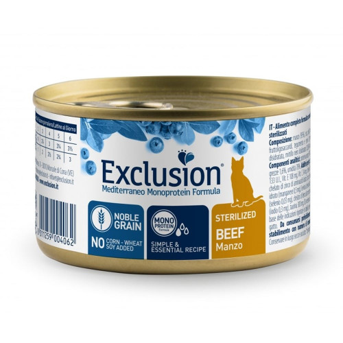 Консерви Exclusion Sterilized Beef для стерилізованих котів, з яловичиною, 85 г