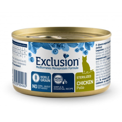 Консерви Exclusion Sterilized Chicken для стерилізованих котів, з куркою, 85 г
