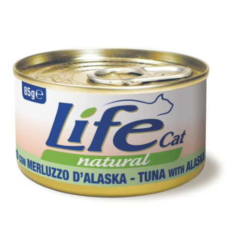 Консервы LifeCat Tuna With Alaska Pollock для взрослых кошек, тунец и треска, 85 г