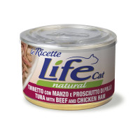 Консервы LifeCat Tuna With Beef And Chicken Ham для взрослых кошек, тунец с говядиной и лососем, 150 г Консервы LifeCat Tuna With Beef And Chicken Ham для взрослых кошек, тунец с говядиной и лососем, 150 г