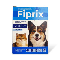 Краплі інсектоакарицидні Modes Fiprix для котів та собак, 2-10 кг, 0.8 мл, 4 шт Краплі інсектоакарицидні Modes Fiprix для котів та собак, 2-10 кг, 0.8 мл, 4 шт